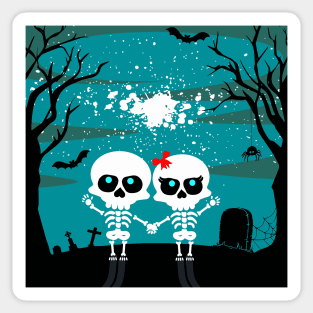 Spooky couple at night Sticker